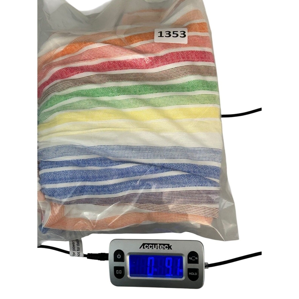 She + Sky Romper Size L Multicolor Rainbow Striped Short Sleeve Open Back V-Neck - Picture 11 of 11